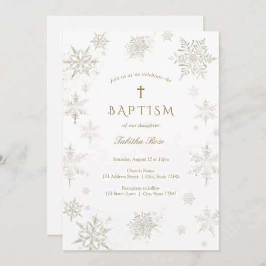 Baby Snowflake Taufe Einladung (Vorne/Hinten)