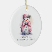 Baby Snowman | Erste Weihnachten des Kindes Keramik Ornament (Rechts)