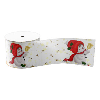 Baby Snowman mit Bell Christmas Satin Ribbon Ripsband