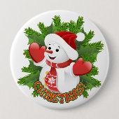 Baby Snowman mit Crystal Snowflakes Ornament Button (Vorderseite)