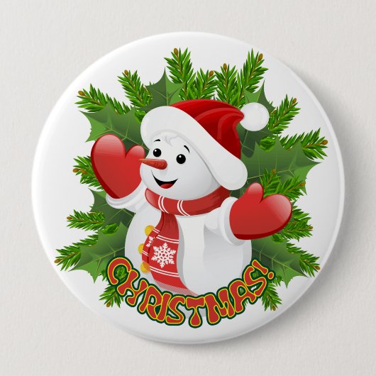 Baby Snowman mit Crystal Snowflakes Ornament Button (Vorderseite)