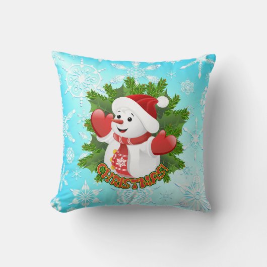 Baby Snowman mit Crystal Snowflakes Ornament Kissen (Vorderseite)