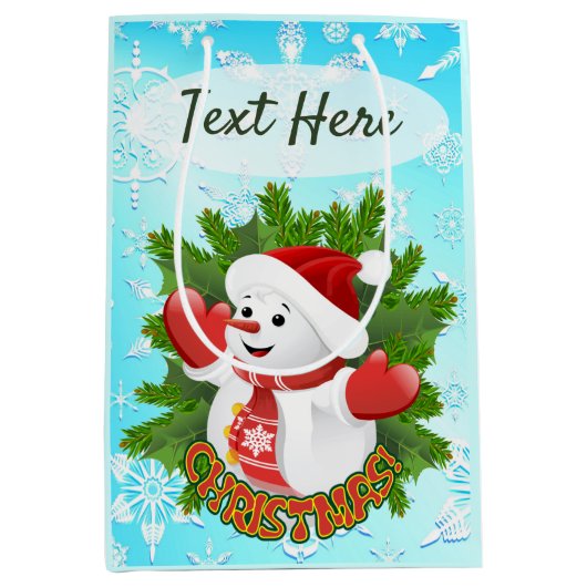 Baby Snowman mit Crystal Snowflakes Ornament Mittlere Geschenktüte (Vorderseite)