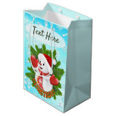 Baby Snowman mit Crystal Snowflakes Ornament Mittlere Geschenktüte (Rückseite Schrägansicht)