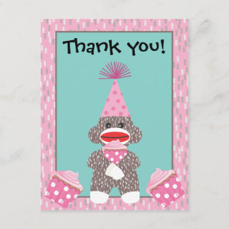 Baby Sock Affe Cupcake Danke Notiz Einladung
