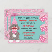Baby Sock Affe cupcake Geburtstagsparty Einladung (Vorne/Hinten)