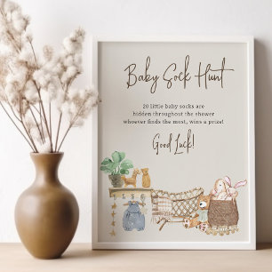 Baby Sock Hunt Boho Baby Kinderzimmer Showspiel Poster