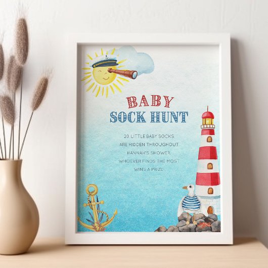 Baby Sock Hunt Niedliches Baby Duschspiel Poster