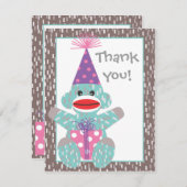 Baby-Socken-Affe-Geburtstag danken Ihnen Dankeskarte (Vorne/Hinten)