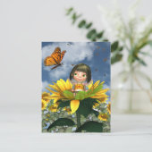 Baby Sonnenblumenmühle mit Sommeruntergang Postkarte (Stehend Vorderseite)