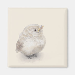 Baby Sparrow Digital Watercolor Magnet