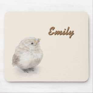 Baby Sparrow Digital Watercolor Mousepad