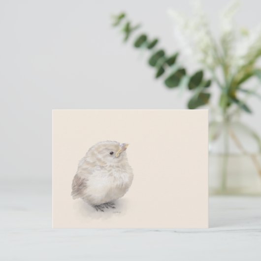 Baby Sparrow Digital Watercolor Postkarte (Stehend Vorderseite)