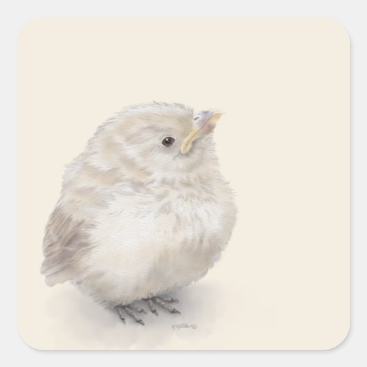 Baby Sparrow Digital Watercolor Quadratischer Aufkleber (Vorderseite)