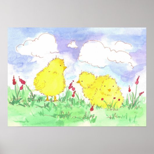 Baby Spring Chicks Kinderzimmer Art Poster (Vorne)