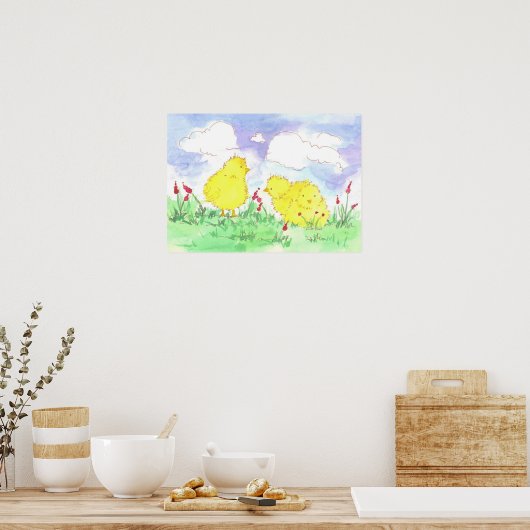 Baby Spring Chicks Kinderzimmer Art Poster (Küche)