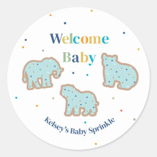 Baby Sprinkle Animal Cookies Boy Baby Shower Runder Aufkleber