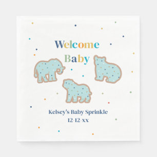 Baby Sprinkle Animal Cookies Boy Baby Shower Serviette