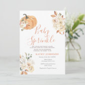 Baby Sprinkle Autumn Floral Pumpkin Baby Dusche Einladung (Stehend Vorderseite)