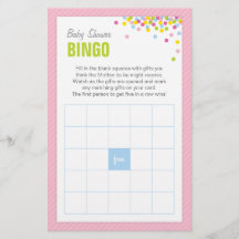 Baby Sprinkle Baby Dusche Bingo Game Card - Rosa