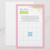 Baby Sprinkle Baby Dusche Bingo Game Card - Rosa Briefpapier (Vorne/Hinten)
