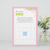 Baby Sprinkle Baby Dusche Bingo Game Card - Rosa Briefpapier (Stehend Vorderseite)