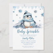 Baby Sprinkle, Baby Dusche Pinguin Einladung (Vorderseite)