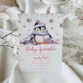 Baby Sprinkle, Baby Dusche Pink Pinguin Einladung