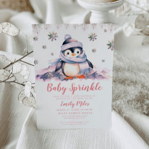Baby Sprinkle, Baby Dusche Pink Pinguin Einladung