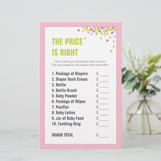 Baby Sprinkle / Baby Dusche Preis ist richtig - Ro (Stehend Vorderseite)