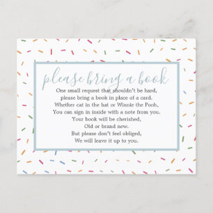 Baby Sprinkle Baby Shower Buch-Einlage-Anfrage Einladungspostkarte