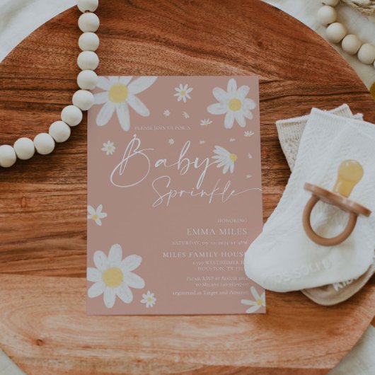 Baby Sprinkle, Babydusche Einladung pink Daisy