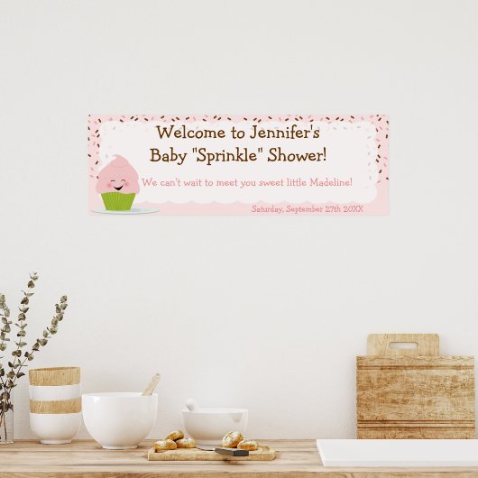 Baby Sprinkle Banner in Pinks Poster (Küche)