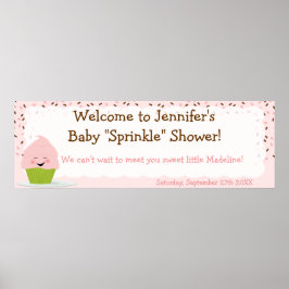Baby Sprinkle Banner in Pinks Poster