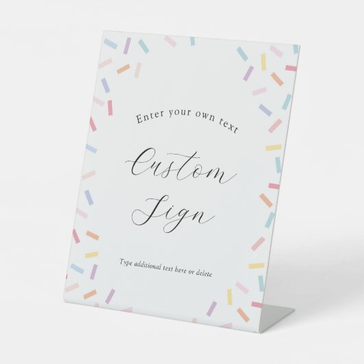 Baby Sprinkle benutzerdefiniertes Textzeichen Sockelschild (Vorderseite)