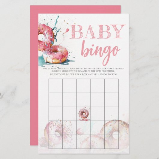 Baby Sprinkle Bingo Baby Bingo Baby Showspiel (Vorne/Hinten)