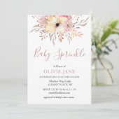 Baby Sprinkle Bloral Baby Dusche Einladung Pink (Stehend Vorderseite)