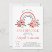 Baby Sprinkle Bloral Rosa Regenbogen Stilvoll Einladung (Vorderseite)