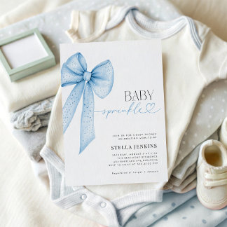 Baby Sprinkle Blue Bow Baby Shower Invitation Einladung