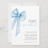 Baby Sprinkle Blue Bow Baby Shower Invitation Einladung (Vorderseite)