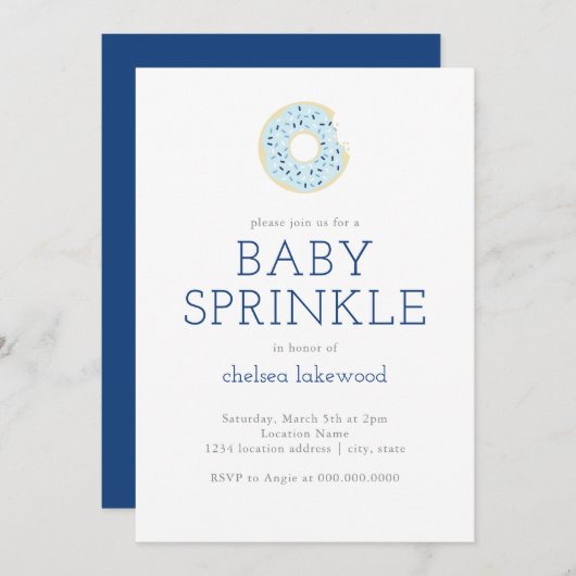 Baby Sprinkle // Blue Boy Donut Dusche Einladung (Vorne/Hinten)