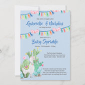 Baby Sprinkle Blue Llama Baby Dusche Einladung (Vorderseite)