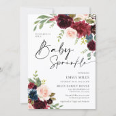 Baby Sprinkle, Boho Burgundy Blush Baby Dusche Einladung (Vorderseite)