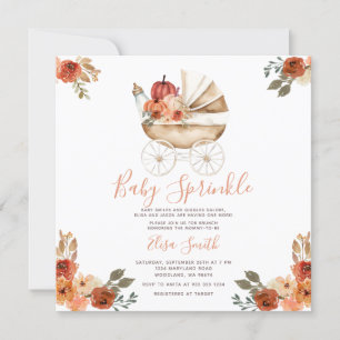 Baby Sprinkle Boho Pumpkin Carriage Baby Shooter Einladung