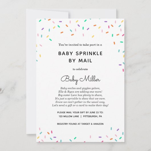 Baby Sprinkle by Mail Einladung (Vorderseite)