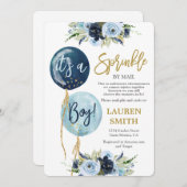 Baby Sprinkle by Mail Navy blauer Ballon Duschjung Einladung (Vorne/Hinten)