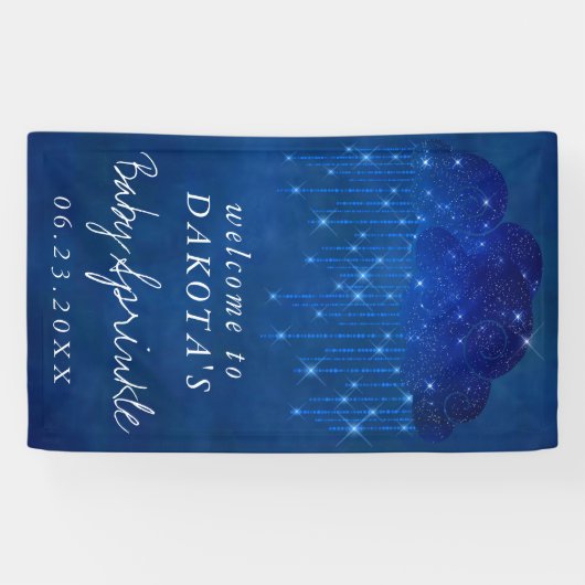Baby Sprinkle Classic Blue | Dunkle Dusche Willkom Banner (Horizontal)