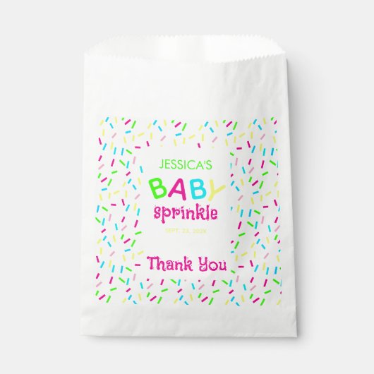 Baby Sprinkle Dusche Danke Rainbow Sprinkles Geschenktütchen (Vorderseite)