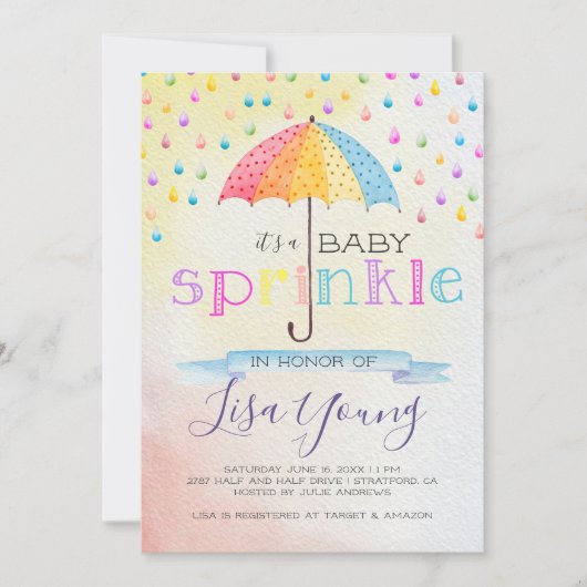 Baby Sprinkle Dusche Einladung (Vorderseite)