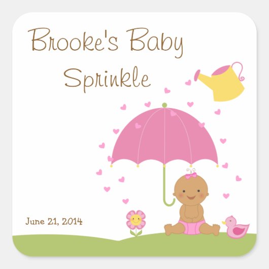 Baby Sprinkle Dusche Gefallen Tag Quadratischer Aufkleber (Vorderseite)